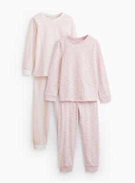 Pink Floral Print Pyjamas 2 Pack