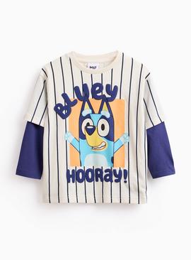 Bluey Character Print Mock Sleeve T-Shirt