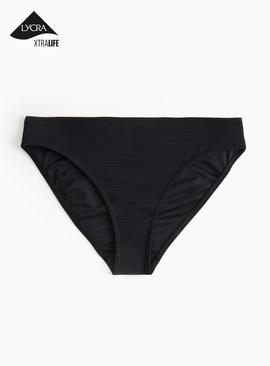 Black Square Ring Textured High Leg Tankini Briefs