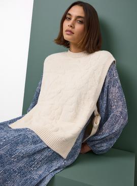 Tu x Morris & Co. Cream Marigold Knitted Side-Tie Vest