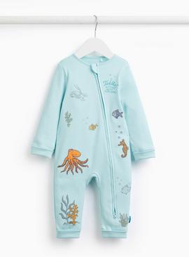 Blue The Tiddler Print Sleepsuit