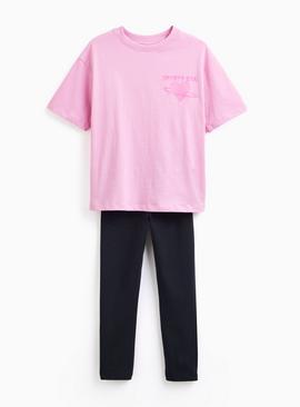 Sporty Pink T-Shirt & Leggings Set