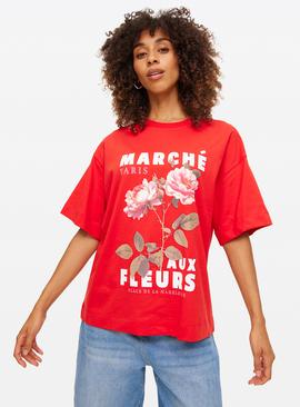 Fleur Graphic Print Oversized T-Shirt