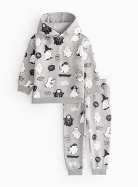 Halloween All Over Ghost Print Sweat Set