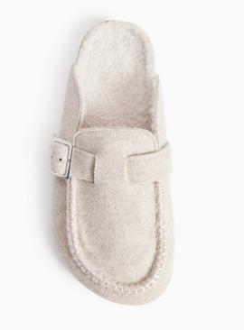 Neutral Stitch Detail Clog Slippers