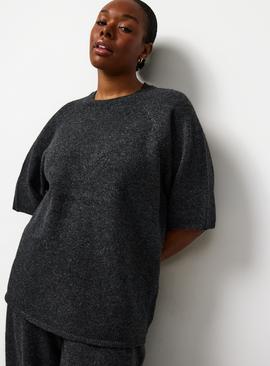 Grey Wool Relaxed Co-ord T-Shirt