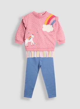 JOJO MAMAN BÉBÉ Unicorn And Rainbow Tulle Sweatshirt And Leggings Set