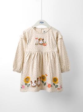 JOJO MAMAN BÉBÉ Guinea Pig Applique Frill Balloon Sleeve Dress