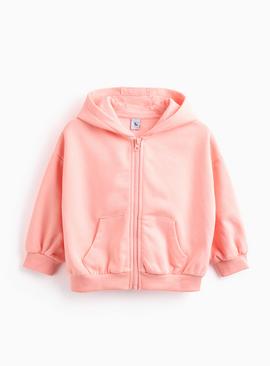 Coral Zip Through Hoodie