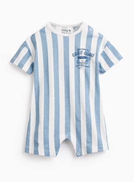 Blue Striped Cafe Club Romper