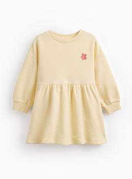 Yellow Flower Sweatshirt Dress