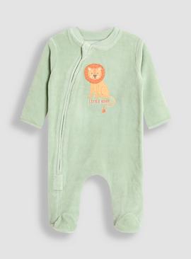 JOJO MAMAN BÉBÉ Lion Velour Applique All In One 9-12 months