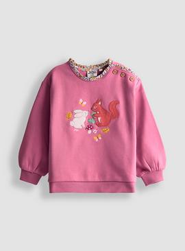 JOJO MAMAN BÉBÉ Woodland Friends Applique Sweatshirt With Frill