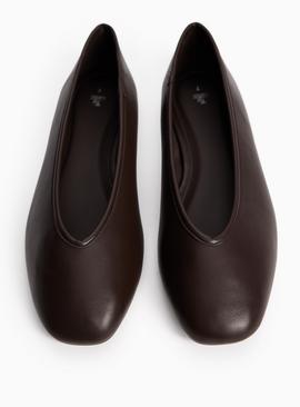 Brown High Vamp Ballerina Shoes