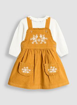 JOJO MAMAN BÉBÉ Embroidered Cord Pinafore Dress And Blouse Set