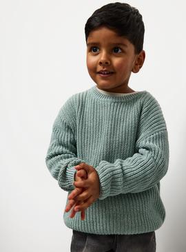 Teal Knitted Crew Neck Jumper