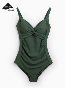 Khaki Textured Low Leg Swimsuit