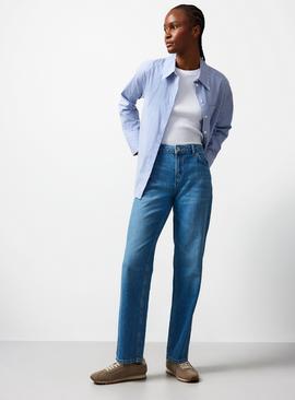 Relaxed Straight Leg Mid Blue Jeans