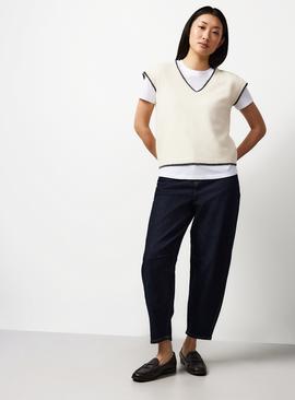 Dark Rinse Denim Barrel Jeans