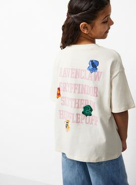 White Harry Potter Hogwarts Graphic T-Shirt