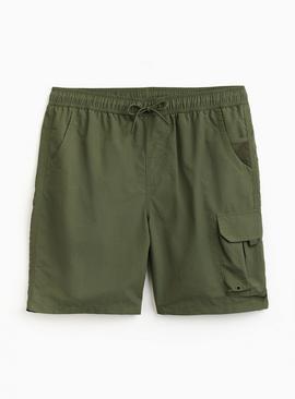 Khaki Cargo Style Swim Shorts