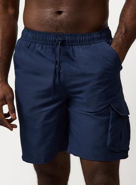 Navy Cargo Style Swim Shorts