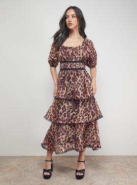 OASIS Puff Sleeve Tiered Midaxi Dress