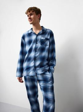 Blue Brushed Check Printed Traditional Pyjamas