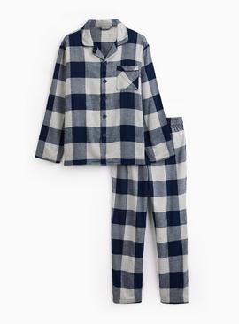 Navy Buffalo Check Brushed Traditional Pyjamas