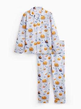 Mini Me Blue Pancake Print Poplin Traditional Pyjamas