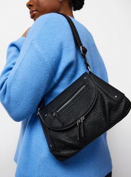 Black Washed PU Crossbody Bag One Size