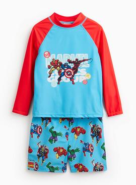 Marvel Rash Vest & Shorts Swim Set