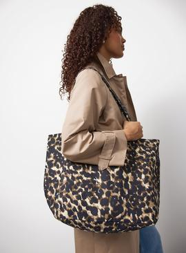 Leopard Print Canvas Tote Bag One Size