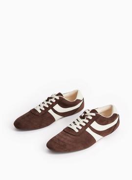Light Brown Low Profile Faux Suede Trainers
