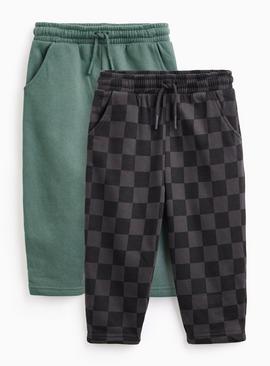 Checkerboard Open Leg Joggers 2 Pack