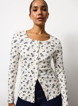 Ribbed Button Through Top