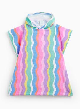Rainbow Stripe Poncho Hooded Towel