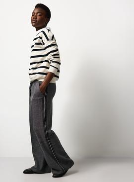 Salt & Pepper Wide Leg Pull On Trousers