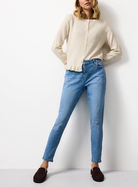 Light Blue Mid Rise Slim Fit Denim Jeanss