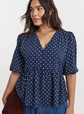 SIMPLY BE Button Through Peplum Blouse