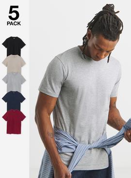 JACAMO 5 Pack Multi Crew Neck T Shirts Long