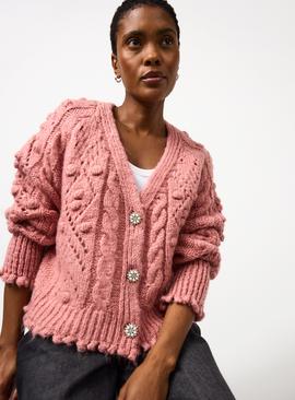 Bobble Knitted Embellished Button Cardigan