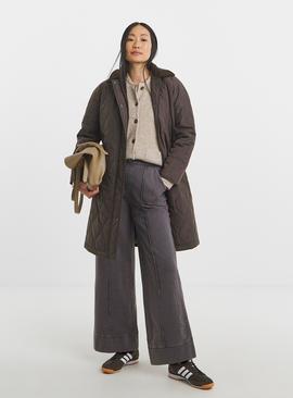 JD WILLIAMS Cord Collar Quilted Barn Coat