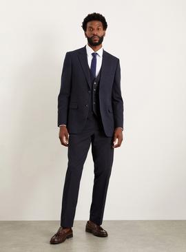 BURTON Navy Tailored Fit Essential Suit Trousers