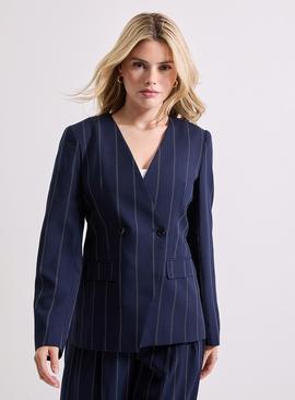 DOROTHY PERKINS V Neck Longline Pinstripe Blazer
