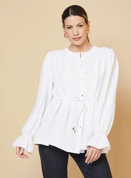 WALLIS Woven Drawstring Button Shirt