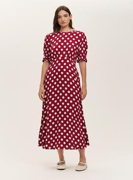 FINERY Mela Dress Burgundy Spot