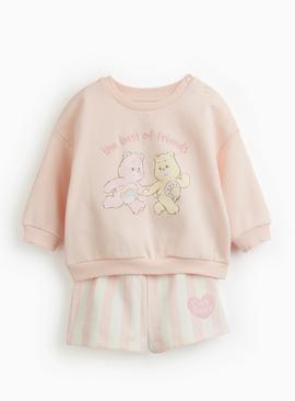 Pink Care Bears Sweatshirt & Shorts Set