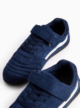 Navy Faux Suede Low Profile Trainers