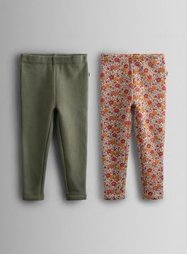 JOJO MAMAN BÉBÉ 2 Pack Printed Fleece Lined Leggings
